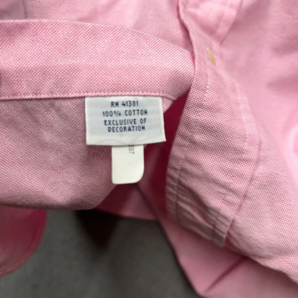 Ralph Lauren Mens Custom Fit Oxford Button Down Shirt Pink Long Sleeve Large